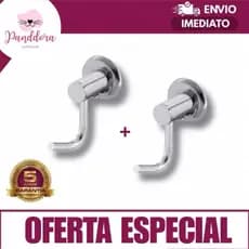 Kit 2 Cabides Simples Júnior Porta Toalha | Gancho Banheiro Parede Cromado