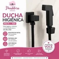 Ducha Higiênica ABS Preta Completa Registro Metal