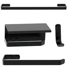 Kit Acessórios Para Banheiro Preto Fosco 4 Peças MAX