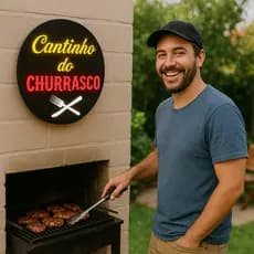 Cantinho do Churrasco Luminoso Placa Decoração Churrasqueira