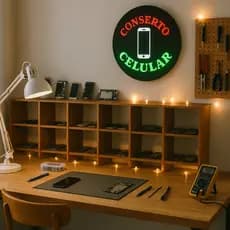 placa concerto celular em led luminoso