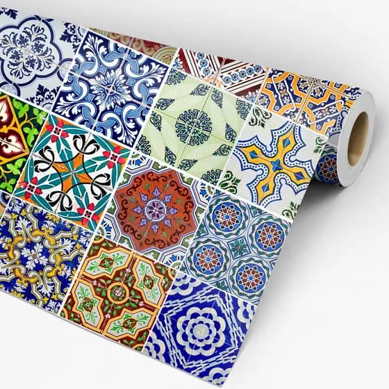 Adesivo De Parede Azulejo Português - Papel De Parede Adesivo Para Cozinha - Papel De Parede Auto Colante - 1,44m²