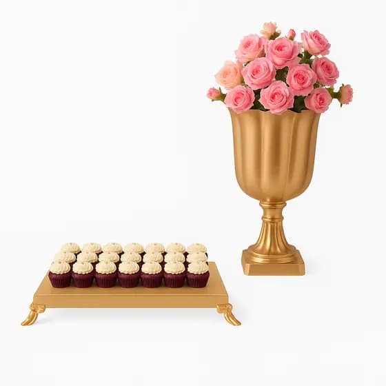 Kit Festa Mesa Decorada - 1 Bandeja 1 Vaso Flor