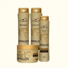 Kit Apaluza Belkit 4 Itens Shampoo Condicionador Leave-in Máscara Crescimento Fortalecimento Fios