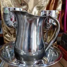 kit jarra inox bacia inox 2 taça metalizado prata