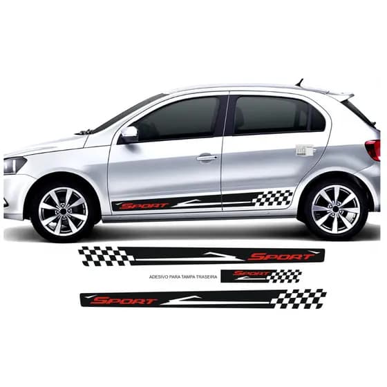 Adesivo Sport Para Gol G5 G6 G7 2 Ou 4 Portas Faixa Lateral Sport Serve Também Para Gol G3 G4
