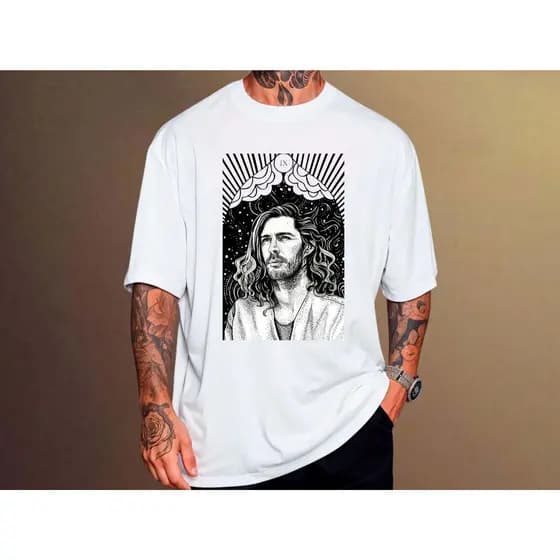 Camiseta t-shirt branca algodão vintage inspiradano Hozier estampa em DTF