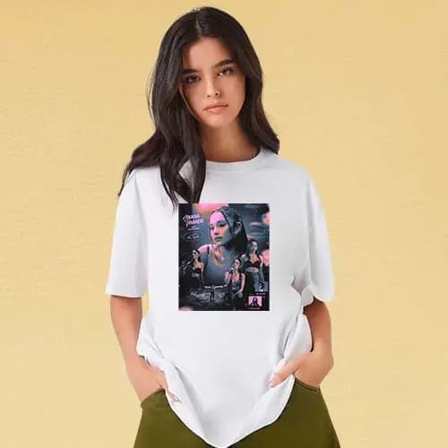 Camiseta 100% algodão branca t-shirt Ariana Grande