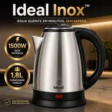 Chaleira Eletrica Inox 1 8 Litros Rápida 1500 Watts Alta Potencia 220 Volts