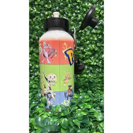 Garrafa Personalizada Pokémon com Nome 600ml Alumínio Squeeze Cantil Gamer Geek Escolar Infantil