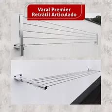 Varal De Parede Articulado Aluminio Natural Premier até 4 Metros - Home Varais