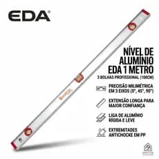 Nível de Alumínio 100cm 1m 9KR Eda