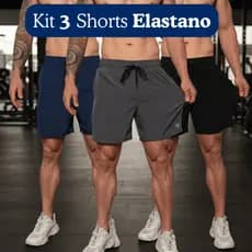 Kit 3 Shorts Masculino Tactel com Elastano Flexível Confortável Corrida Academia Treino
