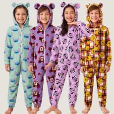 Pijama Macacão Infantil com Capuz Tecido UltraSoft 4 Ao 18 Pijama Inverno Infantil Juvenil