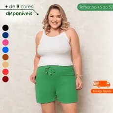 Shorts Feminino Plus Size Básico Duna Verão Praia Confortável