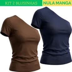 Kit 2 Blusinha Nula Manga Feminina Suplex Um Ombro Só Elegante