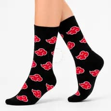 Meia Divertida Akatsuki Naruto Personagem Cano Alto Unissex Estampas Algodão Confortável Geek Nerd