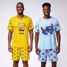 Pijama Masculino Personagem Desenho Verão Confortável Desenho Animado