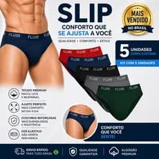 Kit 5 Cuecas Slip Tradicional Adulto Masculino Microfibra