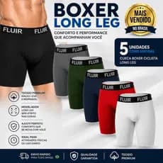Kit 5 Cueca Ciclista Boxer Long Leg Adulto Microfibra Forro de Algodão Modelo Premiun