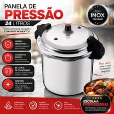 Panela Pressão Fechamento Externo 24 Litros Alumínio Válvula Segurança Cozimento Rápido Restaurante Hotel
