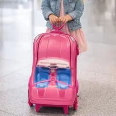 Mala Viagem Infantil Barbie Conversível Rosinha Mochila 3D Passeio Organização Rodinhas