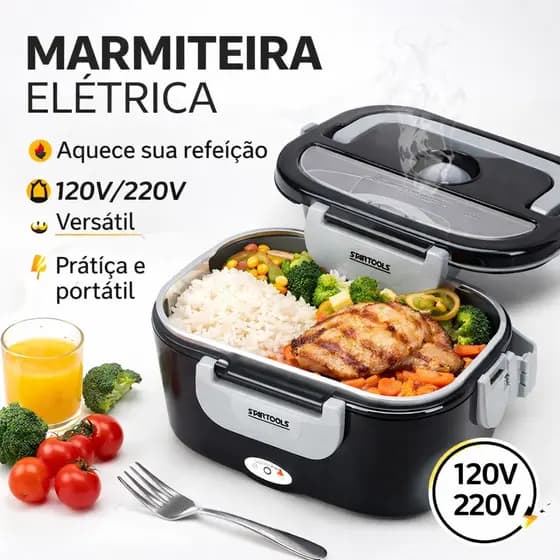Marmita Elétrica Aquecedora Bivolt Esquenta Rápido Térmica Pote Inox Trabalho Faculdade