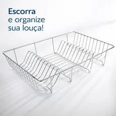 Escorredor Louça Ferro 18 Pratos Copos Talheres Escoamento Água Organizador Pia Cozinha