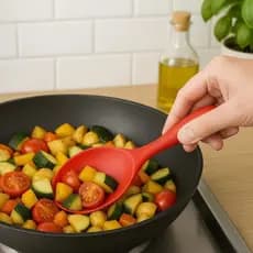 Colher Silicone Cabo Curto Mexer Alimentos Utensílio Cozinha Antiaderente Resistente Calor