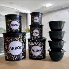Kit potes mantimentos plástico 5 peças + 4 potes potes redondos para cozinha