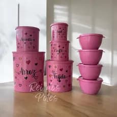 Kit de potes para mantimentos com 5 peças plástico + 4 potes Boll redondos cozinha