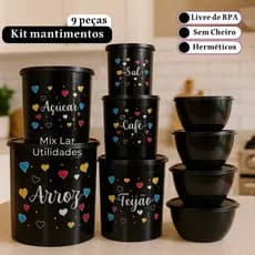 Kit de potes para mantimentos cozinha com 5 peças + 4 potes redondos