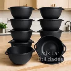 kit com 10 potes de plástico herméticos 1 litro boll para cozinha