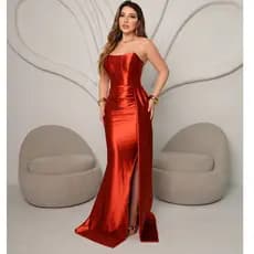 Vestido Feminino Longo de Festa Tomara que Caia Sereia Brilhante Formatura Casamento