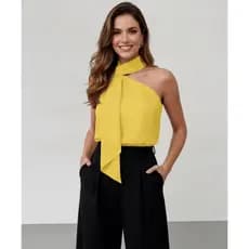 Blusa  Regata Elegante Feminina de Um Ombro Só -2026-2026