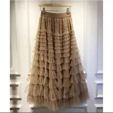 Saia de bolo de gaze de rede feminina verão 2025 nova saia tutu elegante de cintura alta Q009