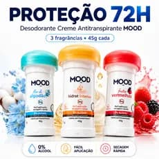 Desodorante Creme Antitranspirante Mood Care 45g 72h 0% Alcool Feminino Axilas Escolha Fragrancia