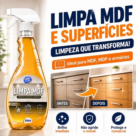 Limpa Mdf Spray 500ml Limpador Moveis Armarios Cozinha Gordura Manchas Sujeira Brilho Provita