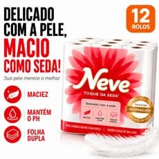 Papel Higiênico Neve Toque Seda Folha Dupla 12 Rolos 30m Dermacare Maciez Premium