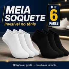 Kit 6 Pares Meia Soquete Invisivel Altomax Cano Baixo Unissex Branca Preta Respiravel Confortavel