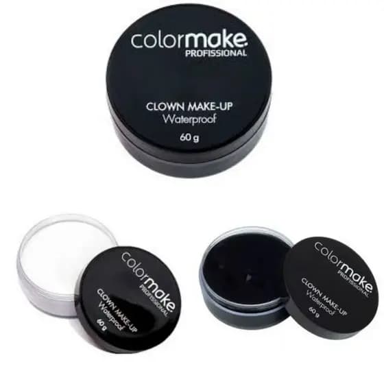 Colormake Base Clown De Alta Cobertura Resistente A Agua 60g Branco e Preto