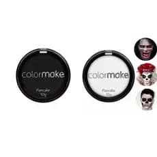 Kit com Pancake Facial para maquiagem artistica sua make profissional para festa 1 pancake branco  e1 pancake preto