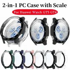 Capa 2 Em 1 Para Huawei Watch GT 5 5Pro 4 + Vidro Temperado Com Escala Cobertura Total GT5 Pro GT4 46mm Acessórios Smart