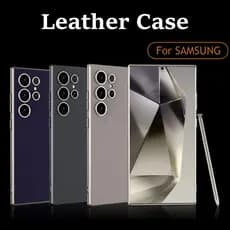 Capa De Telefone De Couro Para Samsung S25 S24 Ultra Plus Cobertura Completa Traseira À Prova De Choque Com Proteção De