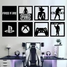 Quadro Gamer Geek Placa Decorativa Vazada Jogos 15x15cm MDF 3mm - Decori Br