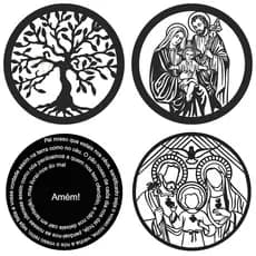 Mandala Quadro Placa Vazado 20 x 20 cm Mdf 3mm Preto - Decori Br