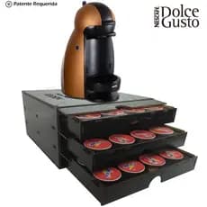 Porta Capsula Para Dolce Gusto 48 caps Preto 3 Gavetas Embutida Reforçado Suporta Maquina -Decori Br