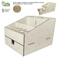 Organizador Caixa Porta Maquiagem Make Batom com Divisórias e Gaveta Em MDF 3mm - Decori Br