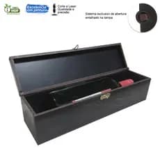 Caixa Para Vinho champanhe Com Fecho Porta Garrafa em MDF Preto - Decori Br