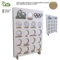 Porta Moedas Quadro das Olimpiadas em MDF Colecao 17 Moedas Jogos Olimpicos - Decori Br